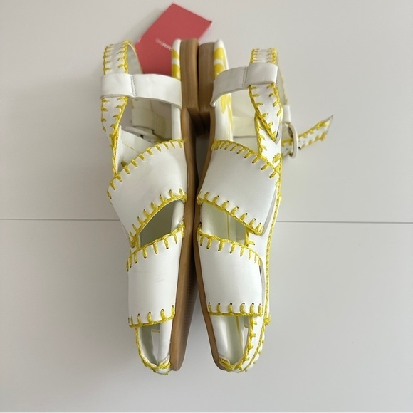 NEW Farm Rio Women's Yellow & White Palm Tree Sandals Whipstitch Vegan sz US 9.5 - Picture 12 of 16